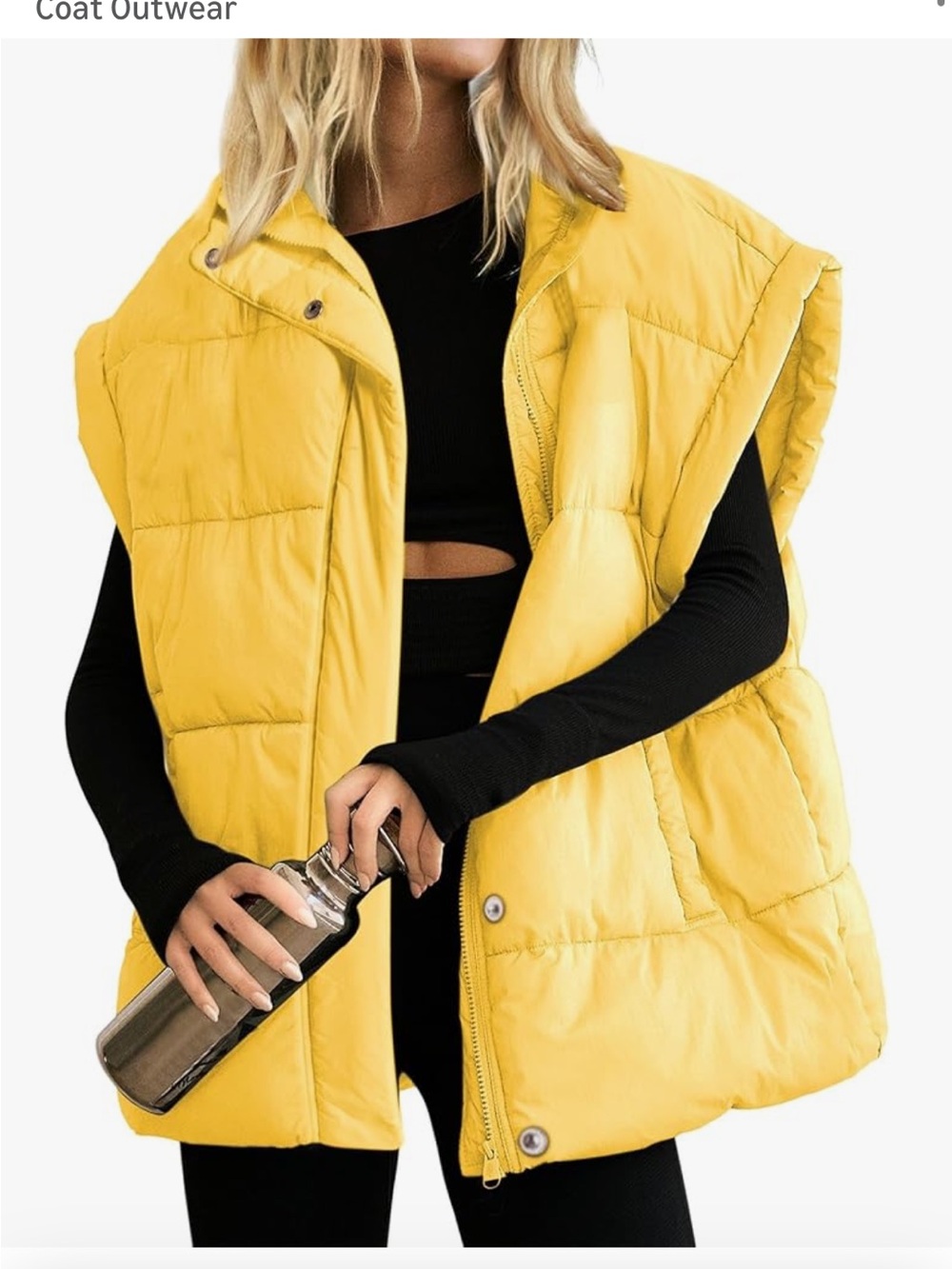 Yellow Puffer Vest Sleeveless Coat - Unbranded
